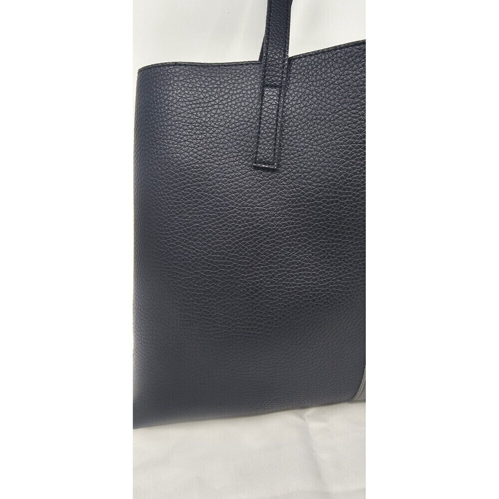 Vince Camuto Luck Tote Vegan Pebbled Leather Carryall Bag Purse Black Grey - Picture 3 of 16